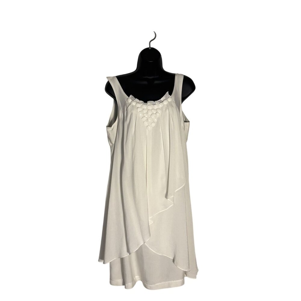 Charles Chang-Lima White Sleeveless Asymmetrical Dress With Button Back & Jewel